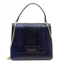 Bvlgari Indigo Karung Serpenti Forever Top Handle Bag