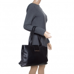 Bvlgari Black Leather Shopper Tote