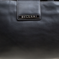 Bvlgari Black Leather Shopper Tote