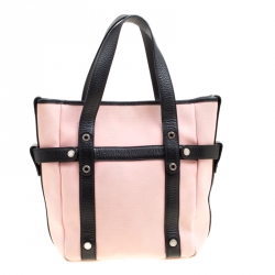 Pre Owned Bvlgari Pink/Black Canvas and Leather Tote