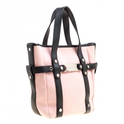 Pre Owned Bvlgari Pink/Black Canvas and Leather Tote