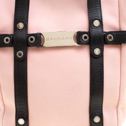 Pre Owned Bvlgari Pink/Black Canvas and Leather Tote
