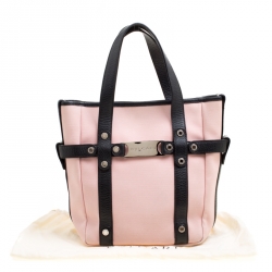 Pre Owned Bvlgari Pink/Black Canvas and Leather Tote