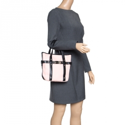 Pre Owned Bvlgari Pink/Black Canvas and Leather Tote