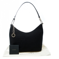 Bvlgari Black Signature Fabric and Leather Medium Brigitte Hobo