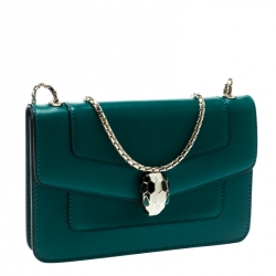 مملوكة مسبقًا حقيبة كتف بلغاري سيربينتي فوريفر جلد خضراء