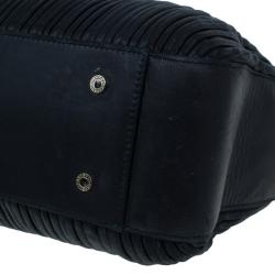 Bvlgari Black Nappa Leather Plisse Shopping Tote