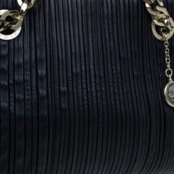 Bvlgari Black Nappa Leather Plisse Shopping Tote