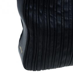 Bvlgari Black Nappa Leather Plisse Shopping Tote