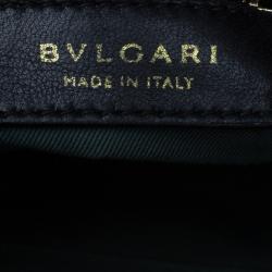 Bvlgari Black Nappa Leather Plisse Shopping Tote