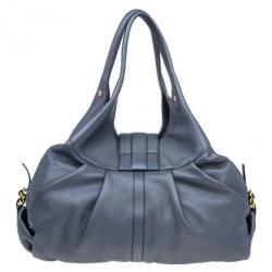 Bvlgari Grey Leather Medium Chandra Shoulder Bag