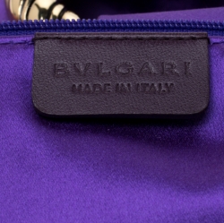Bvlgari Purple Satin Leoni Flap Clutch Bag