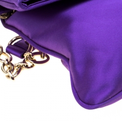 Bvlgari Purple Satin Leoni Flap Clutch Bag