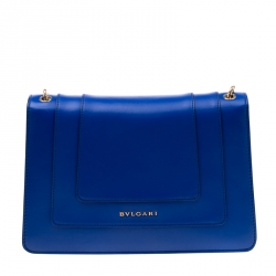 Bvlgari Blue Leather Medium Serpenti Forever Flap Shoulder Bag