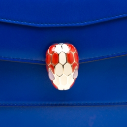 Bvlgari Blue Leather Medium Serpenti Forever Flap Shoulder Bag
