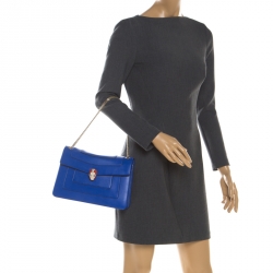 Bvlgari Blue Leather Medium Serpenti Forever Flap Shoulder Bag