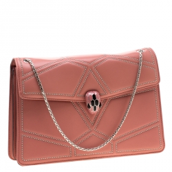 مملوكة مسبقًا Bvlgari Pink Studded Leather Medium Serpenti Forever Shoulder Bag