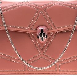 مملوكة مسبقًا Bvlgari Pink Studded Leather Medium Serpenti Forever Shoulder Bag