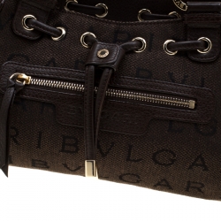 Bvlgari Dark Brown Signature Fabric and Leather Shoulder Bag