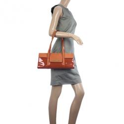 Pre Owned Bvlgari Suede &amp; Patent Leather Mini Shoulder Bag