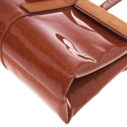 Pre Owned Bvlgari Suede &amp; Patent Leather Mini Shoulder Bag