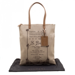 Pre Owned Bvlgari Beige/Brown S.Bulgaria Coated Canvas Tote