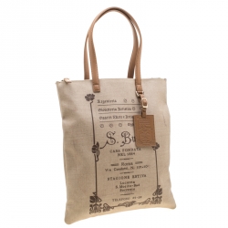 Pre Owned Bvlgari Beige/Brown S.Bulgaria Coated Canvas Tote