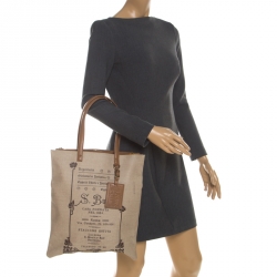 Pre Owned Bvlgari Beige/Brown S.Bulgaria Coated Canvas Tote