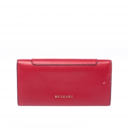 Pre Owned Bvlgari Red Leather Serpenti Forever Wallet