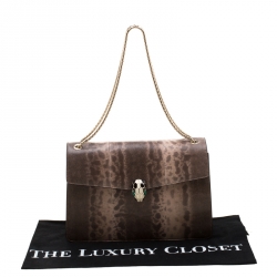 Bvlgari Brown Python Medium Serpenti Flap Shoulder Bag