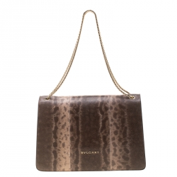 Bvlgari Brown Python Medium Serpenti Flap Shoulder Bag