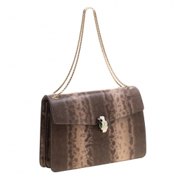 Bvlgari Brown Python Medium Serpenti Flap Shoulder Bag