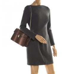 Bvlgari Brown Python Medium Serpenti Flap Shoulder Bag