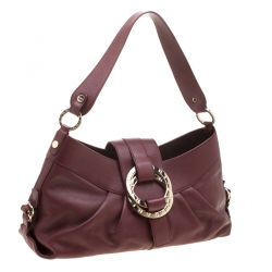 Bvlgari Burgundy Leather Chandra Shoulder Bag 
