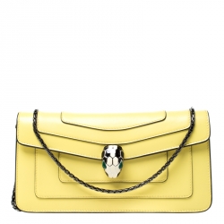 مملوكة مسبقًا حقيبة كتف بلغاري قلاب فورفر سربنتي جلد صفراء