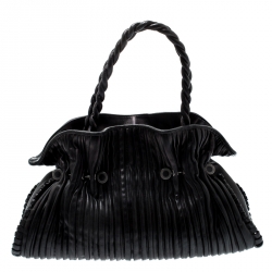 Pre Owned Bvlgari Black Leather Twistino Tina Tote