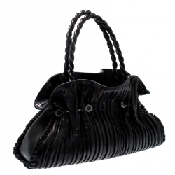 Pre Owned Bvlgari Black Leather Twistino Tina Tote