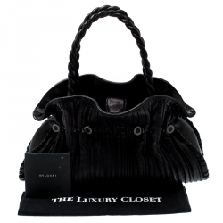 Pre Owned Bvlgari Black Leather Twistino Tina Tote