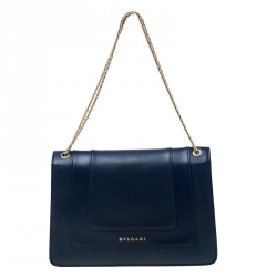 Bvlgari Blue Leather Medium Serpenti Forever Flap Shoulder Bag