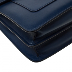 Bvlgari Blue Leather Medium Serpenti Forever Flap Shoulder Bag