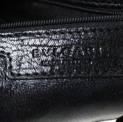Bvlgari Black Leather Leoni Flap Clutch 