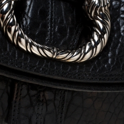Bvlgari Black Leather Leoni Flap Clutch 