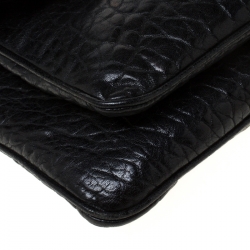 Bvlgari Black Leather Leoni Flap Clutch 