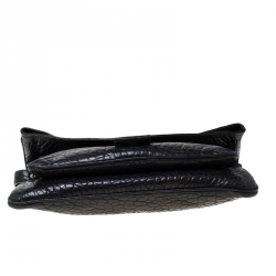 Bvlgari Black Leather Leoni Flap Clutch 