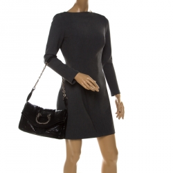 Bvlgari Black Leather Leoni Flap Clutch 