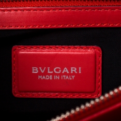 Bvlgari Red Leather Serpenti Forever Flap Shoulder Bag      