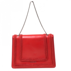 Bvlgari Red Leather Serpenti Forever Flap Shoulder Bag      