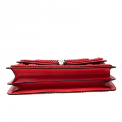 Bvlgari Red Leather Serpenti Forever Flap Shoulder Bag      