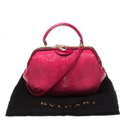 Bvlgari Magenta Stingray and Leather Small Serpenti Hypnotic Top Handle Bag 