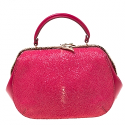Bvlgari Magenta Stingray and Leather Small Serpenti Hypnotic Top Handle Bag 
